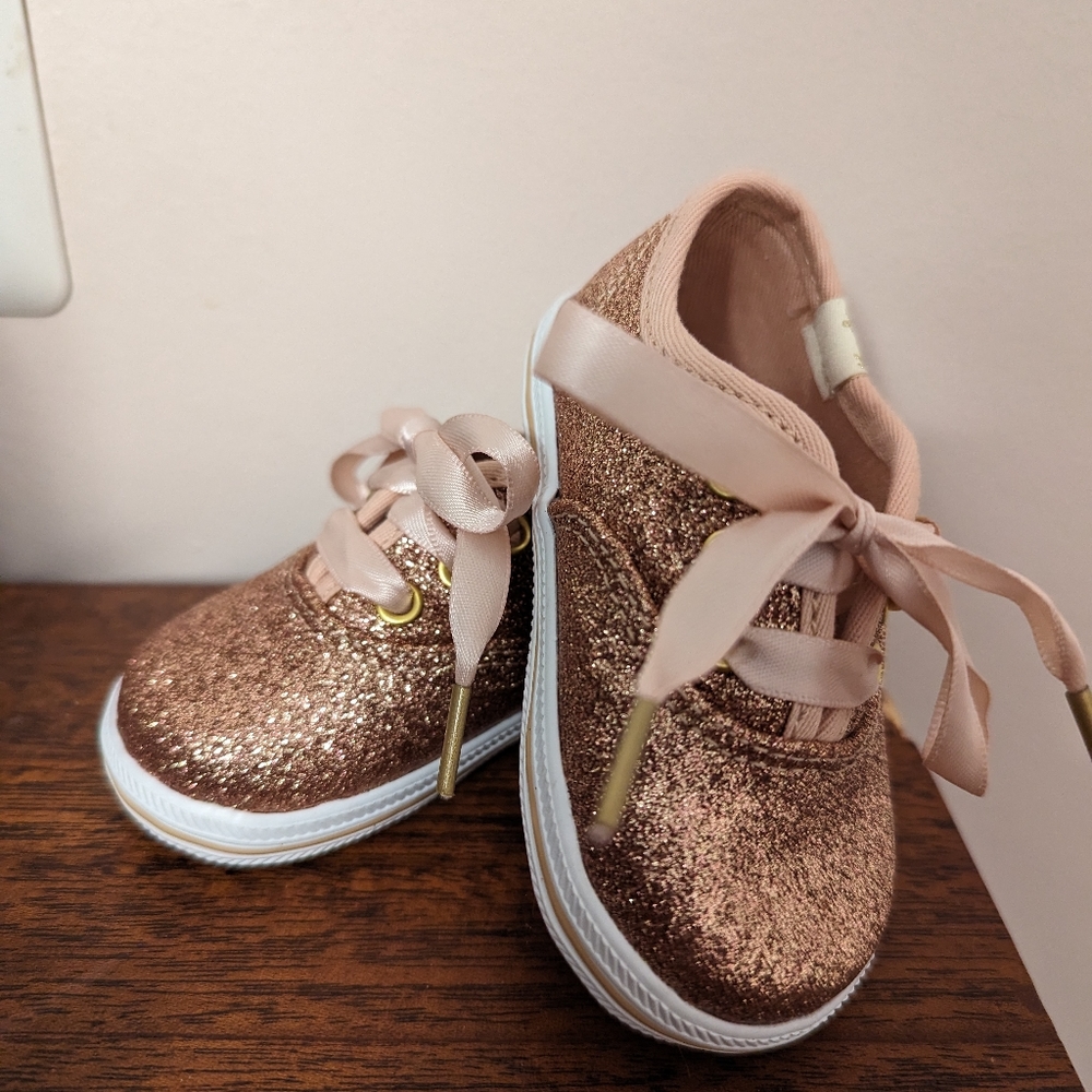 Keds and Kate Spade rose gold shoes